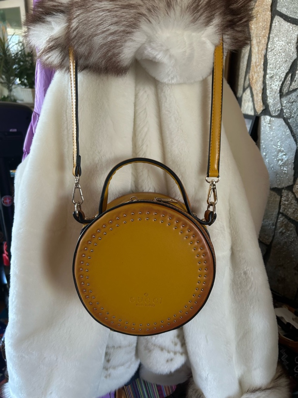 Gucci Tan Leather Round Crossbody Bag
